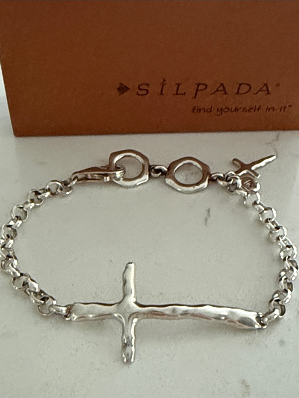 Silpada Sterling Silver “In Good Faith”  Cross Bracelet B2896